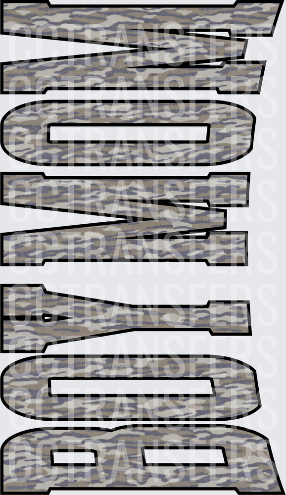 Gray Camo Block Letter MANOR Stacked Text (DTF)