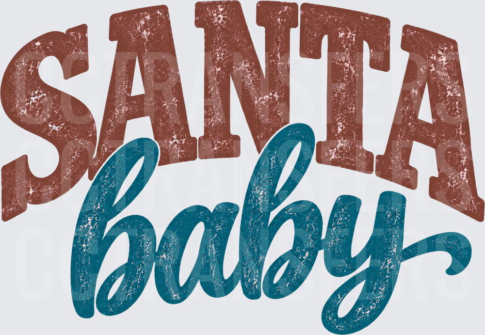 Santa Baby Distressed Vintage Typography Christmas (DTF)