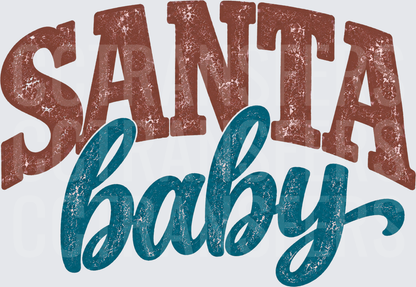 Santa Baby Distressed Vintage Typography Christmas (DTF)