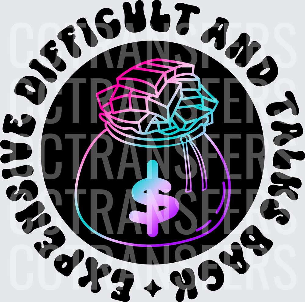 Difficult And Takes Back Expensive Holographic Money Bag (DTF)