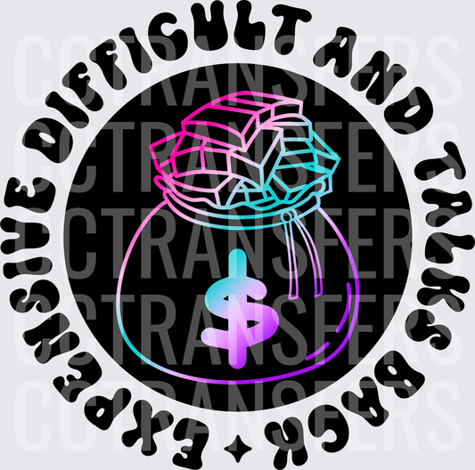 Difficult And Takes Back Expensive Holographic Money Bag (DTF)