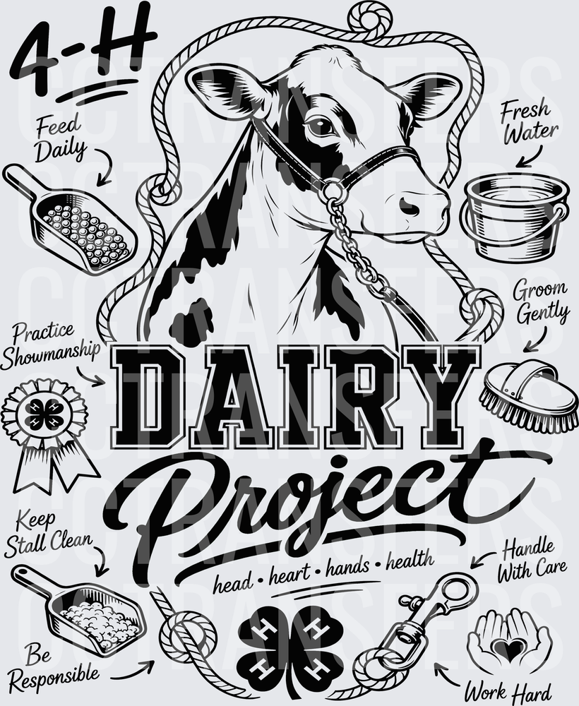 4-H Dairy Project Cow Head Heart Hands Health (DTF)