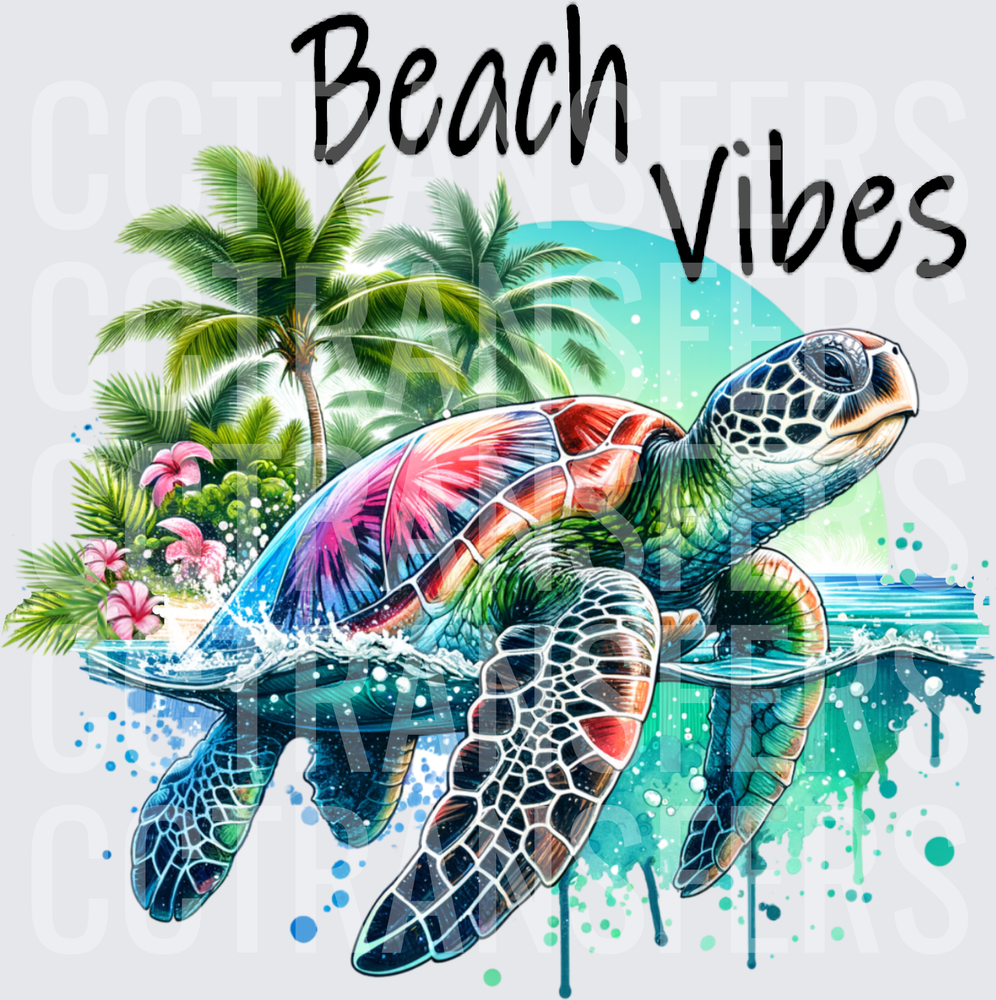 Beach Vibes Colorful Sea Turtle Tropical Island (DTF)