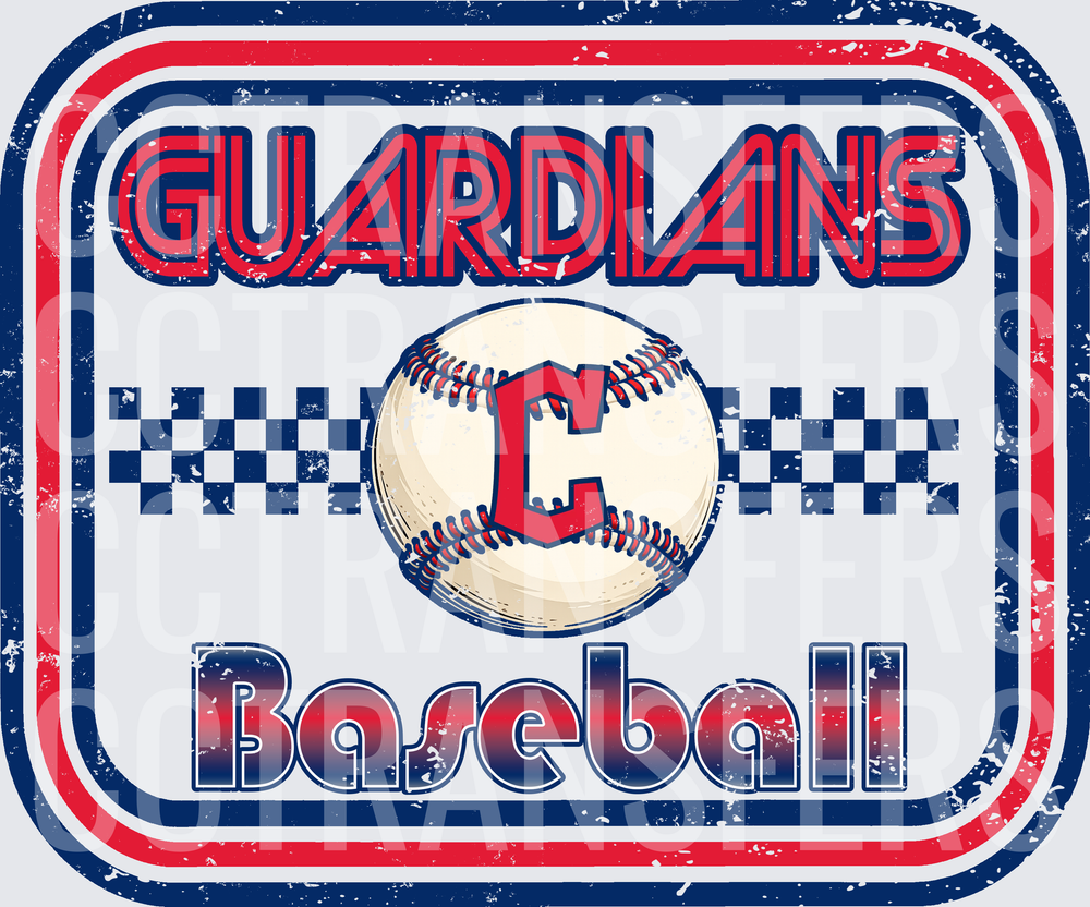 Guardians Baseball Retro Distressed Badge with C Logo (DTF)