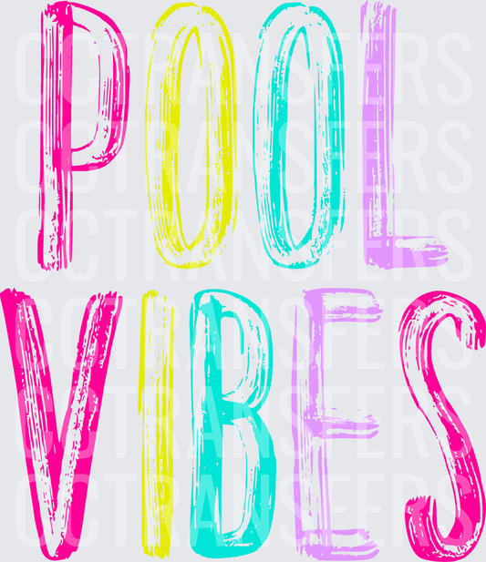 Pool Vibes Bold Colorful Brush Lettering (DTF)