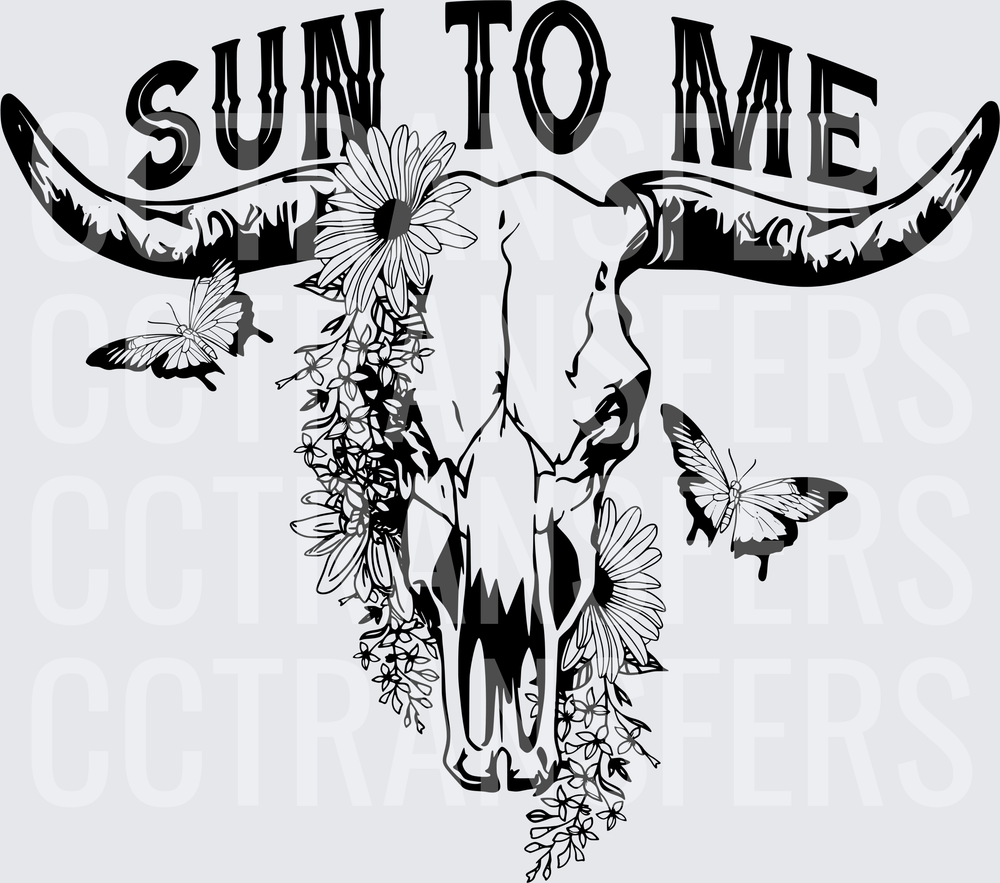 Sun To Me Longhorn Skull Floral Butterflies (DTF)