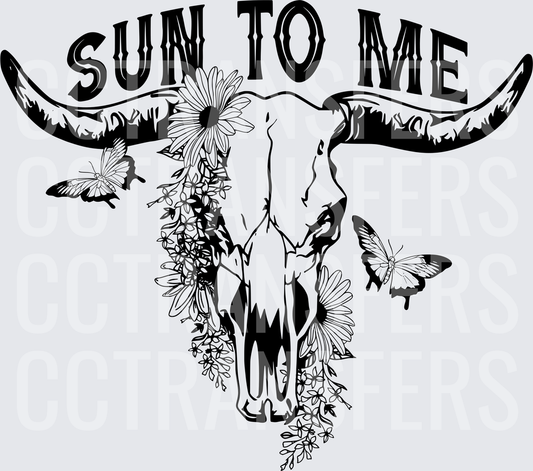 Sun To Me Longhorn Skull Floral Butterflies (DTF)