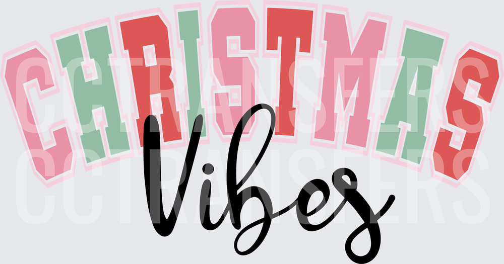 Christmas Vibes Arched Varsity Letter Design (DTF)