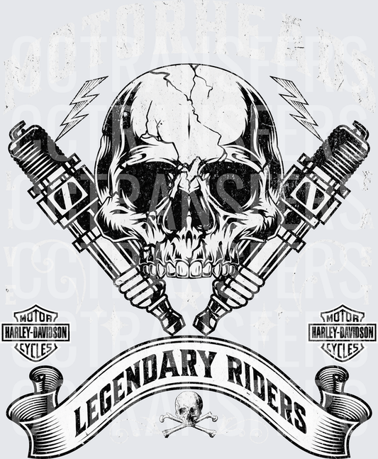 Motorheads Skull Crossed Spark Plugs Legendary Riders (DTF)