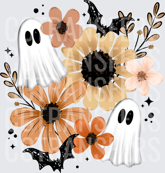 Boho Halloween Ghosts Floral Bats Fall Flowers (DTF)