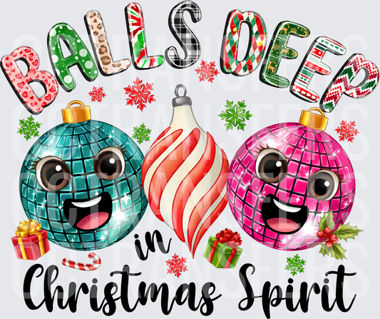 Balls Deep in Christmas Spirit Cute Ornament Faces (DTF)