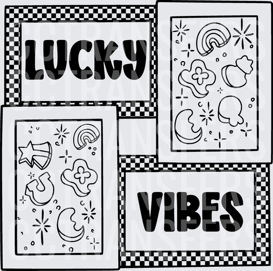 Lucky Vibes St. Patrick's Day Retro Checker Collage (DTF)