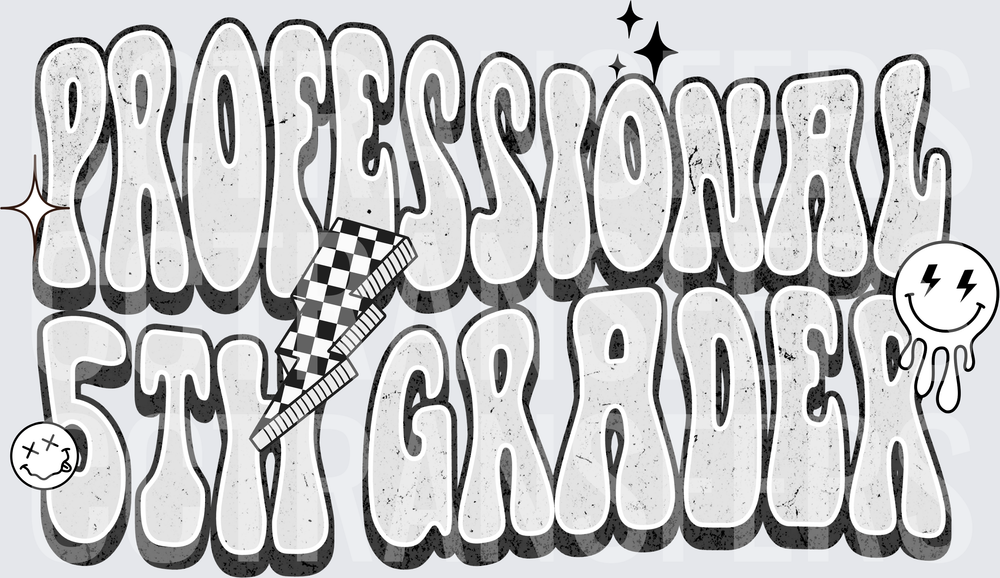 Professional 5th Grader Retro Groovy Bold Text (DTF)