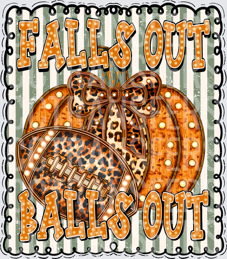 Falls Out Balls Out Leopard Pumpkin Football Bow (DTF)