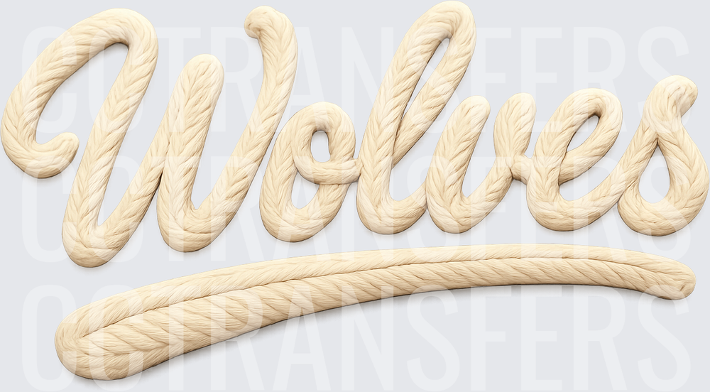 Wolves Rope Script Cursive Cream Lettering (DTF)