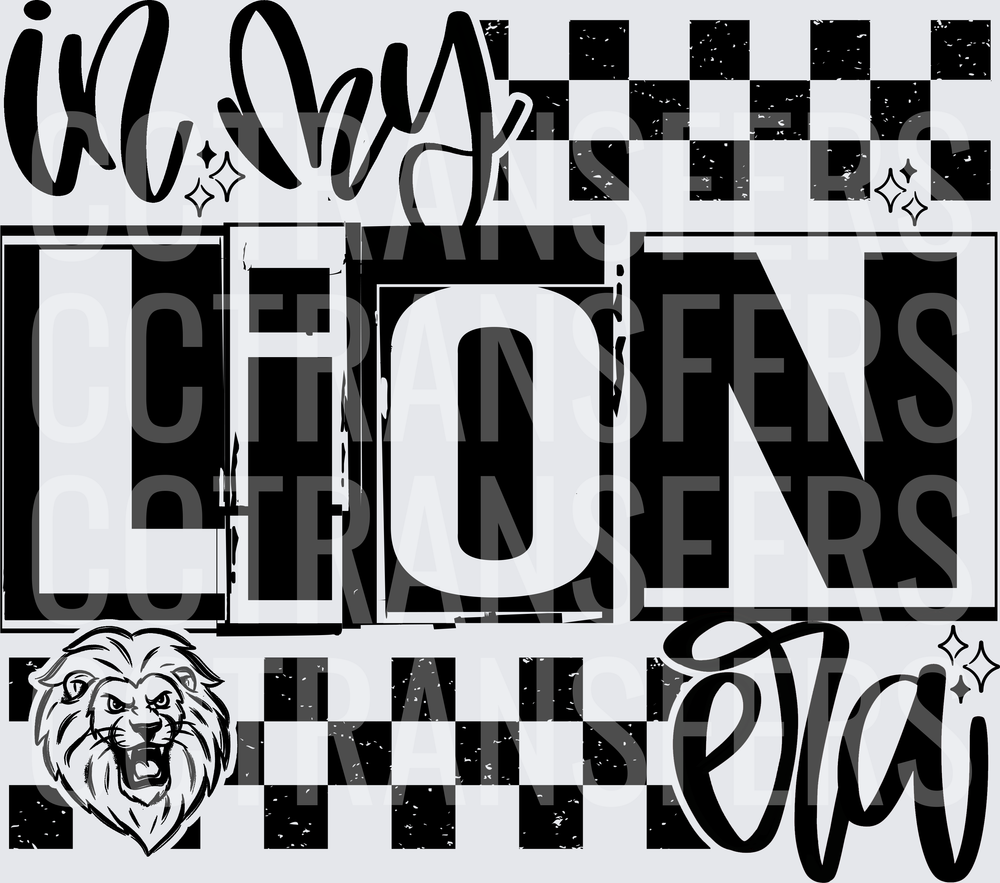 In My Lion Era Checkered Mascot Roaring (DTF)