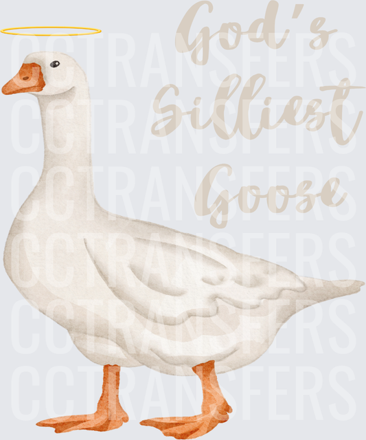 God's Silliest Goose Watercolor Angel Halo Bird (DTF)
