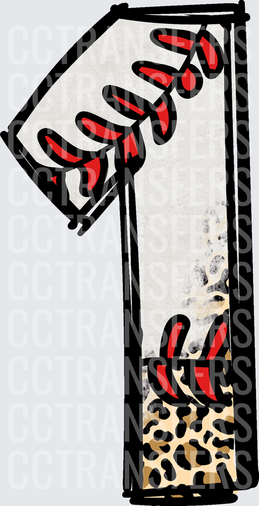Baseball Stitch Number One Leopard Print Design (DTF)