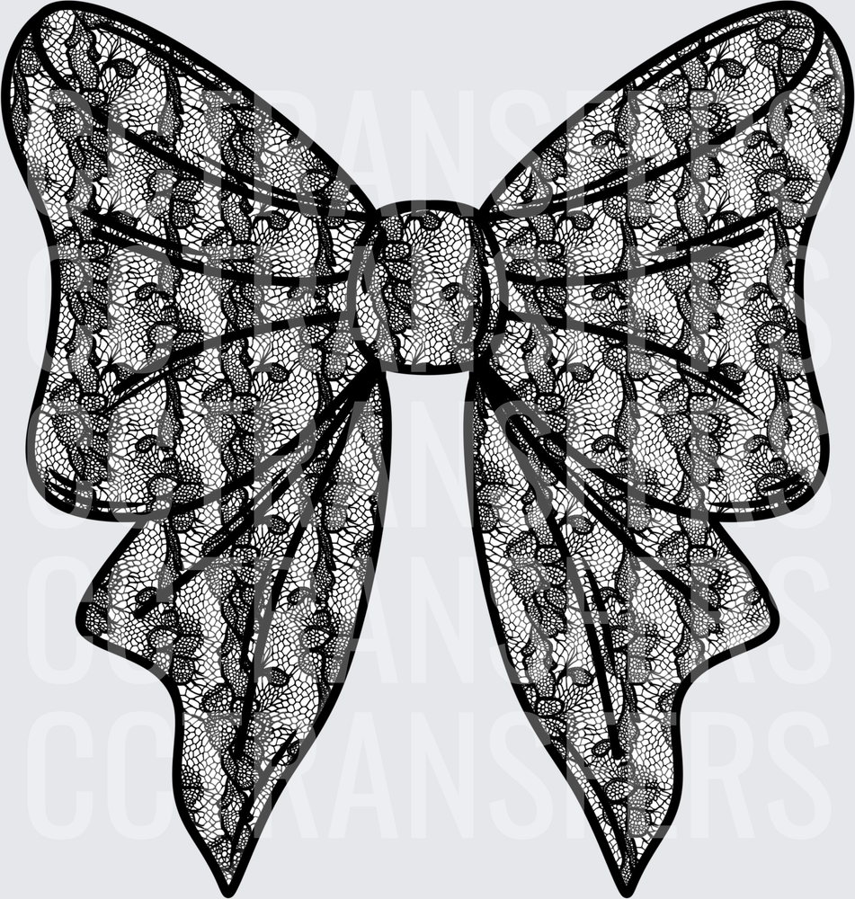 Black Lace Floral Bow (DTF)