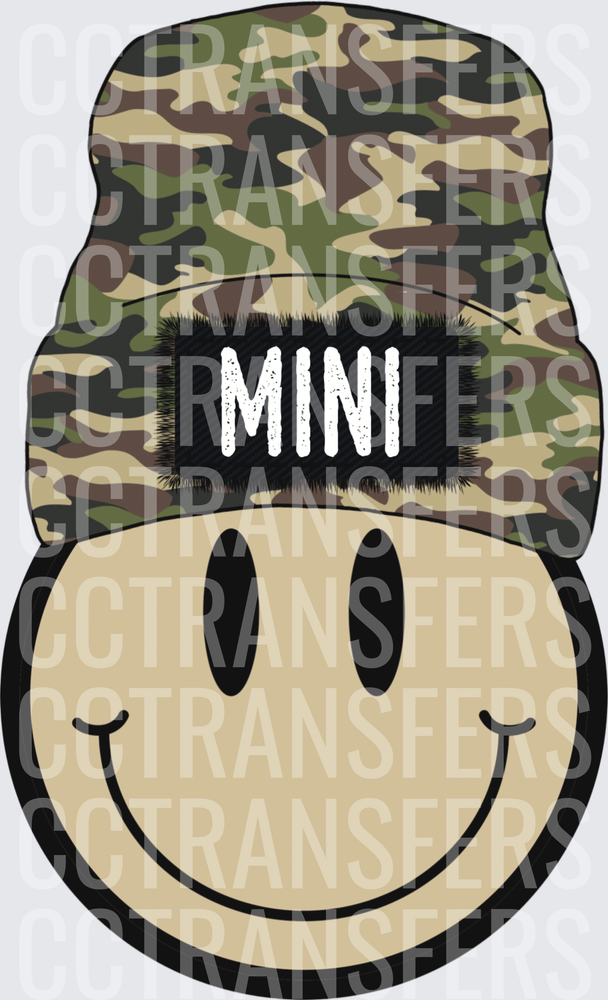 Smiley Face Mini Camo Beanie (DTF)