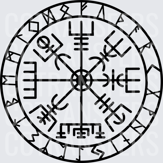 Viking Vegvisir Compass Runic Circle Symbol black  (DTF)
