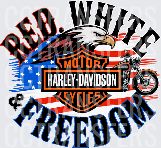 Red White & Freedom Eagle Motorcycle Logo (DTF)