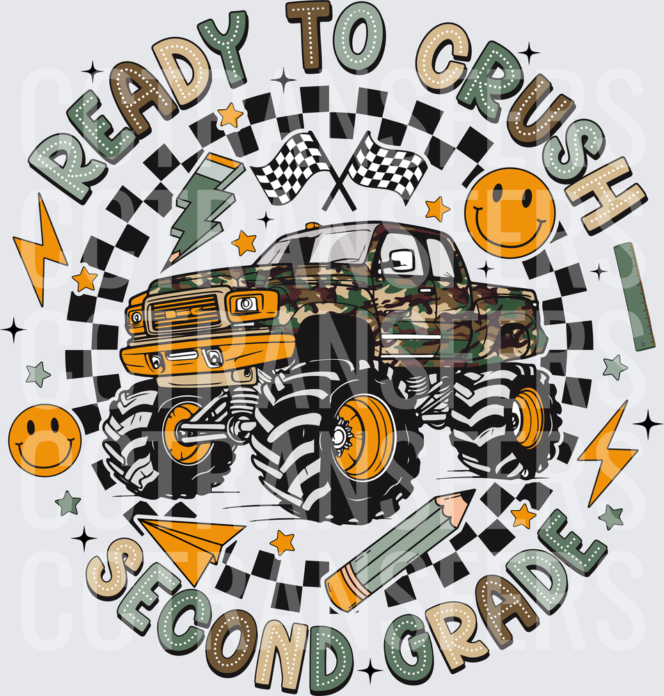 Ready To Crush Second Grade Camo Monster Truck (DTF)