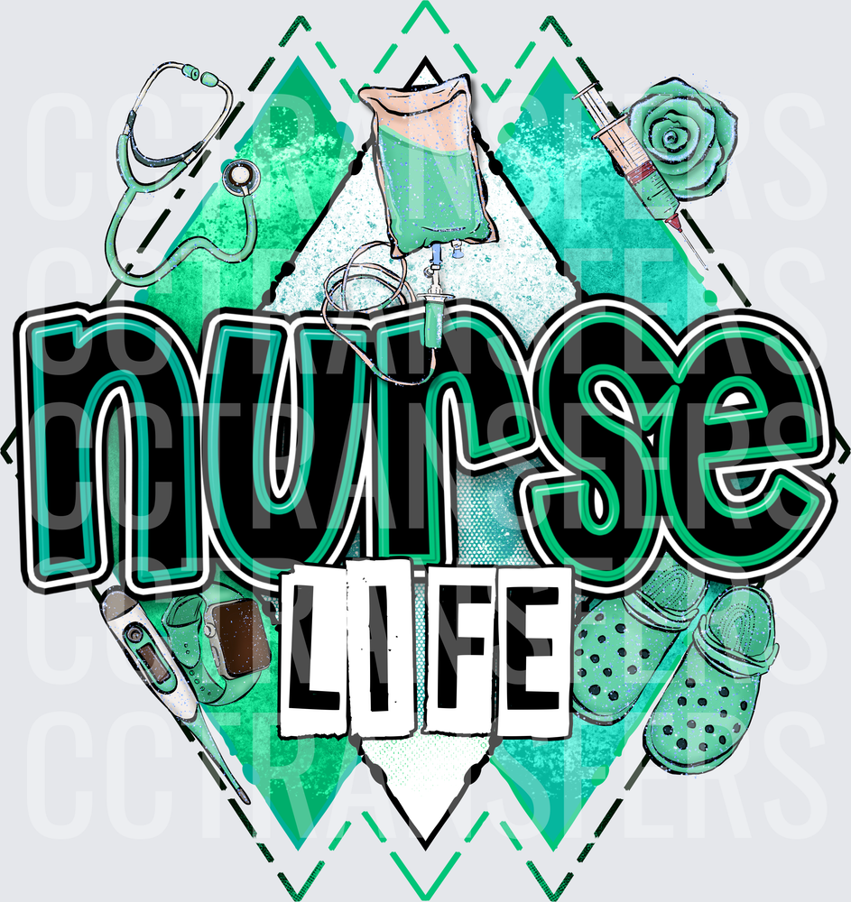 Nurse Life Teal Diamond Medical Tools Clogs Design (DTF)