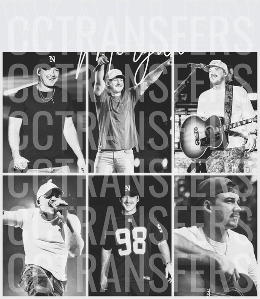 Black & White Country Singer Six Photo Collage DTF