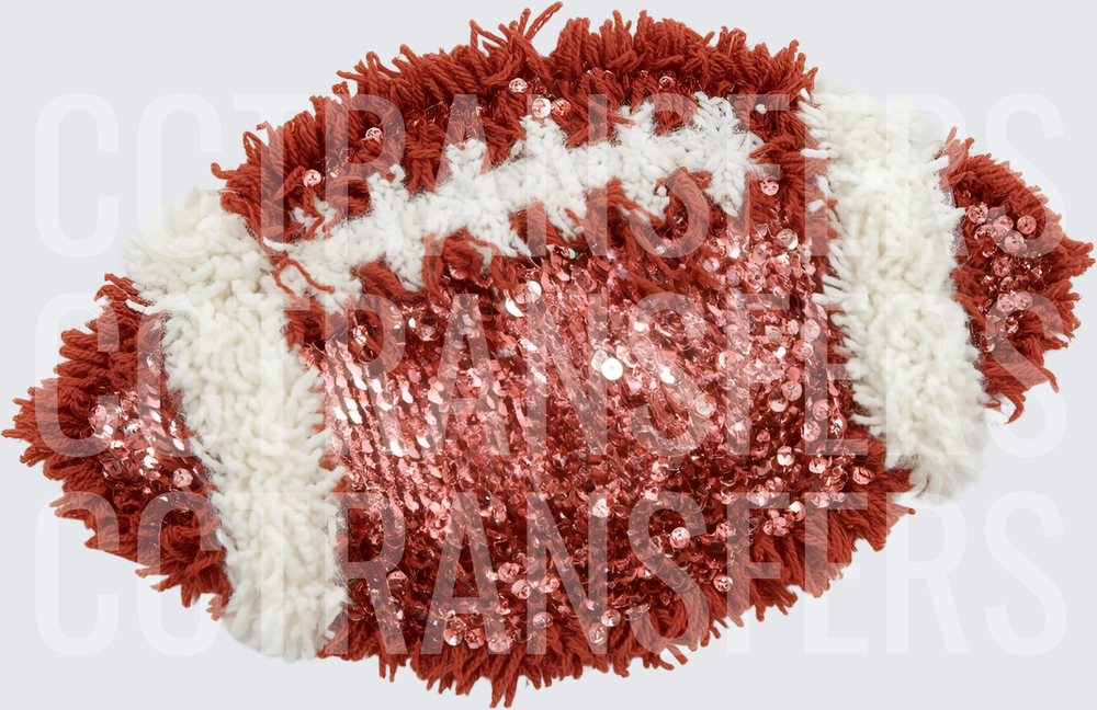 Sequin Glitter Football with Fringe Yarn Texture (DTF)