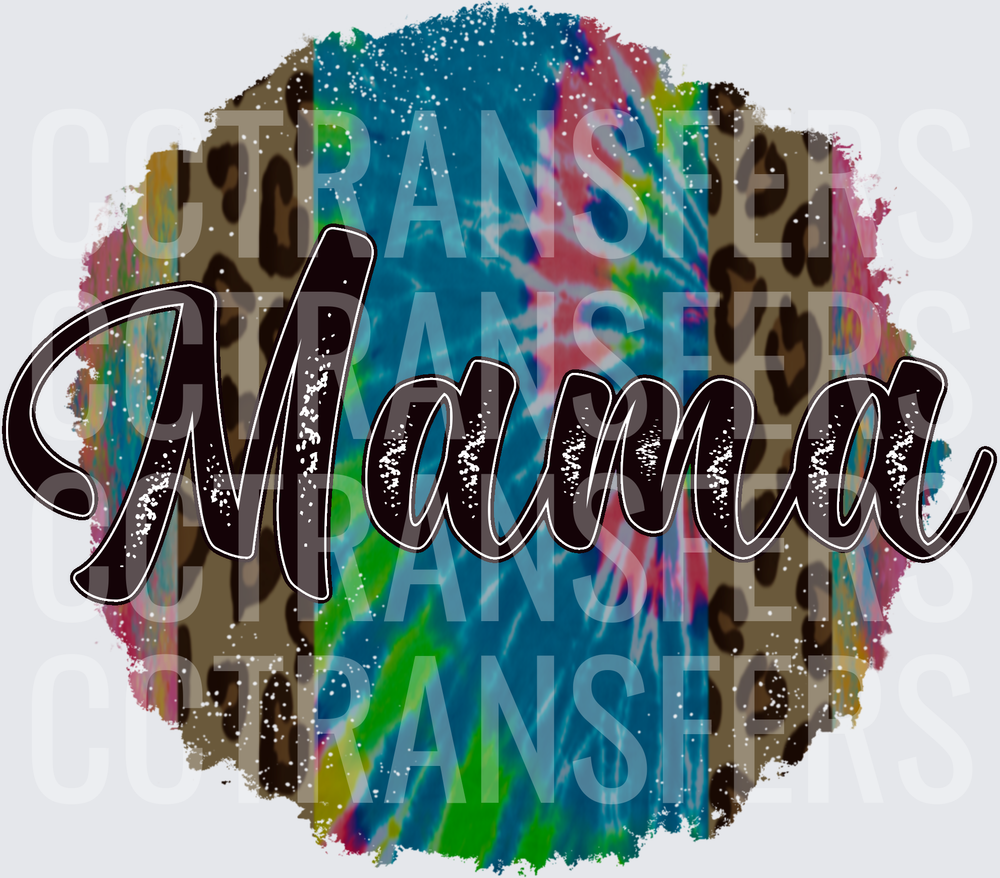 Mama Tie Dye Leopard Circle Script (DTF)