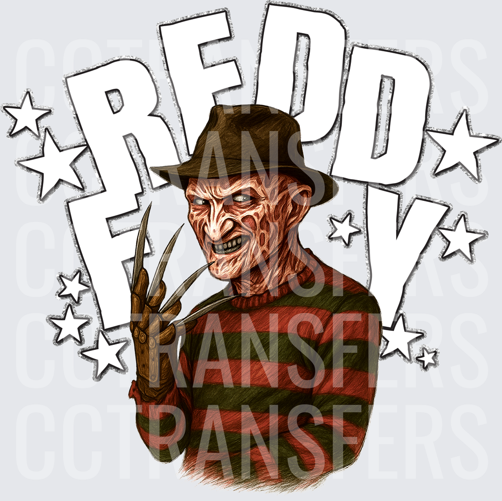 Freddy Scarred Horror Villain Blade Glove Stars Design (DTF)