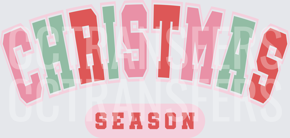 Christmas Season Varsity Arch Letter Design (DTF)