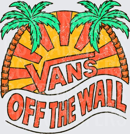Vintage Off The Wall Palm Tree Sunset Distressed Logo (DTF)