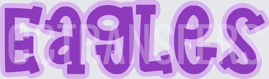 Purple Bold Bubble Letter Eagles Wordmark (DTF)