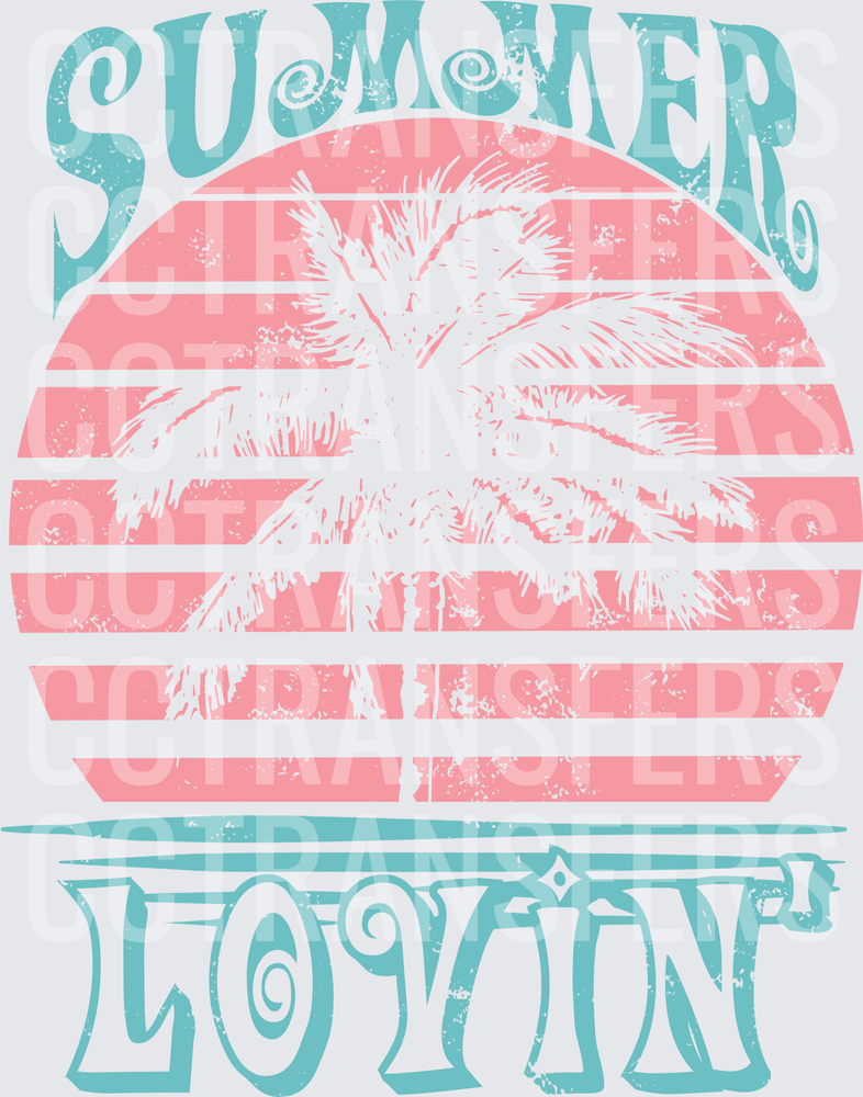 Summer Lovin Retro Sunset Palm Tree Groovy Typography (DTF)