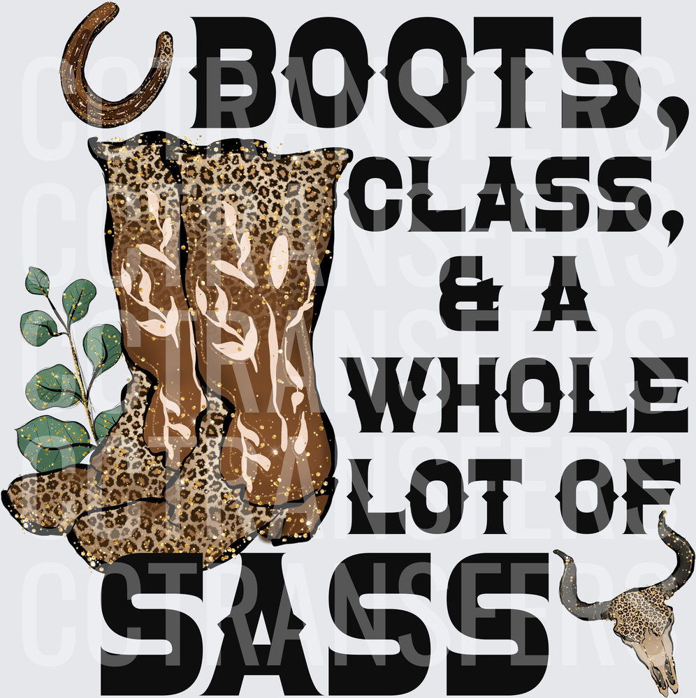 Boots Class & A Whole Lot of Sass Leopard Western (DTF)