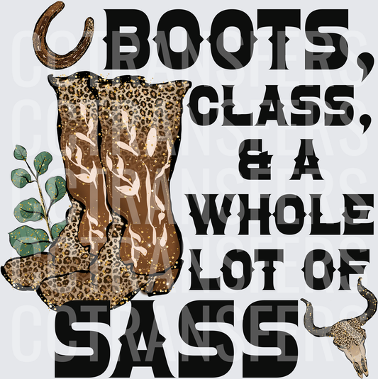Boots Class & A Whole Lot of Sass Leopard Western (DTF)