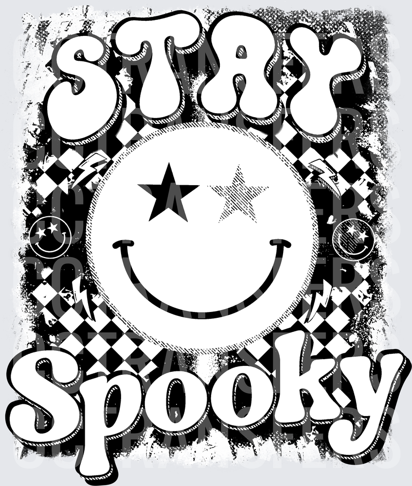 Stay Spooky Star Eyes Smiley Checkered Retro (DTF)