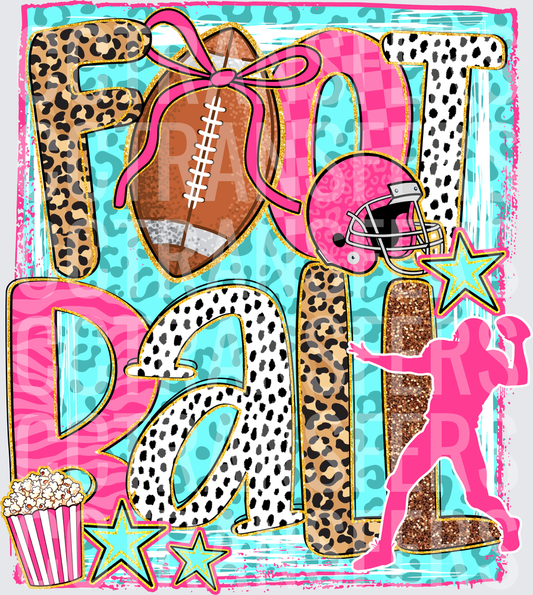 Football Leopard Cheetah Pink Glam Girly Game Day (DTF)
