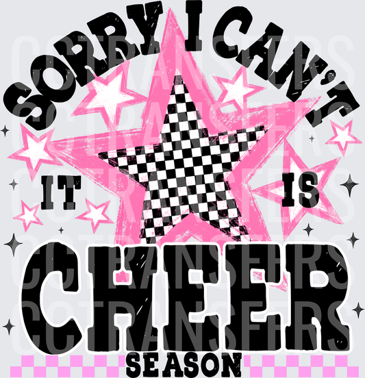 Sorry I Can't It Is Cheer Season Pink Checkered Star (DTF)