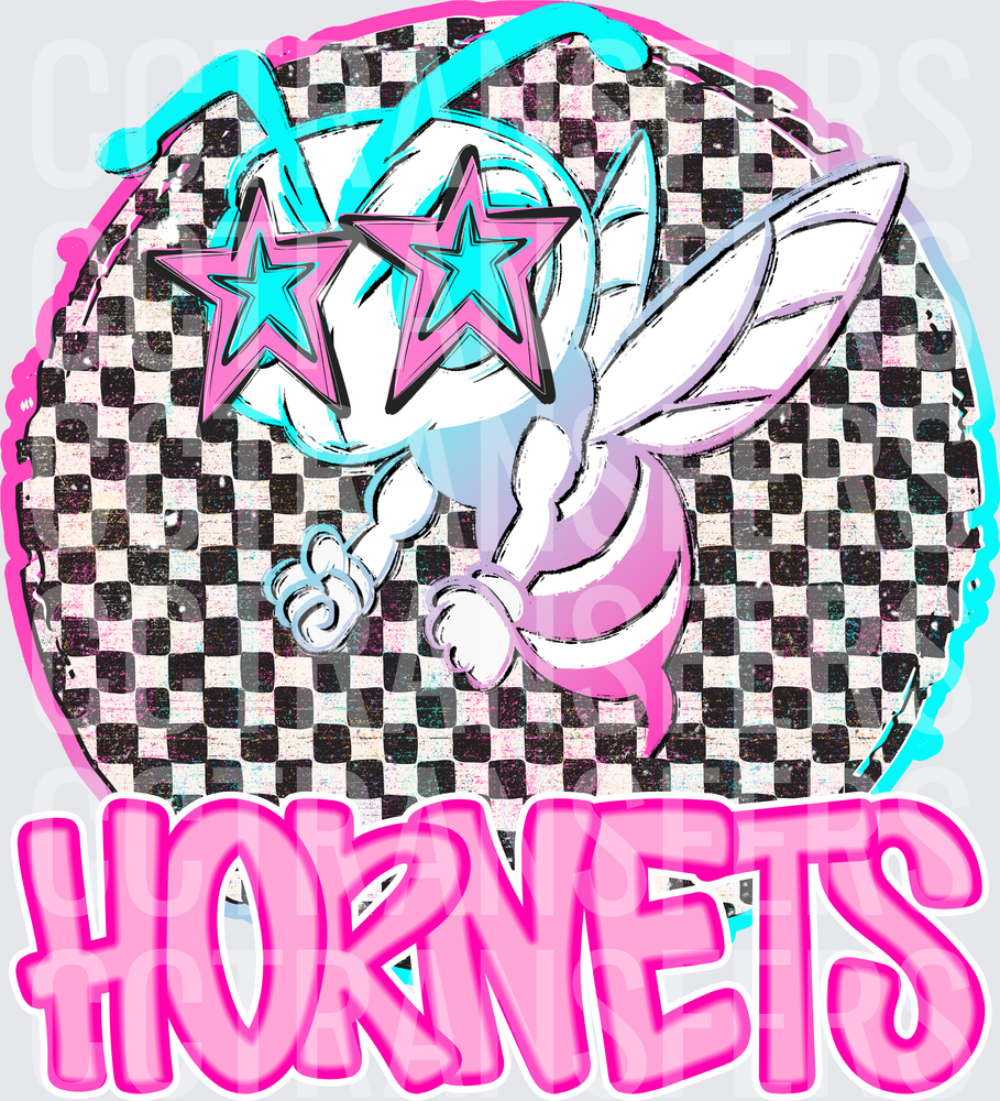 Retro Checkered Hornets Mascot Star Sunglasses (DTF)