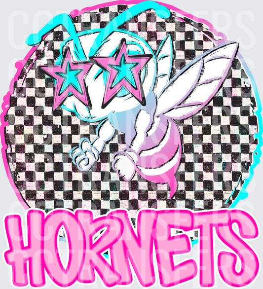Retro Checkered Hornets Mascot Star Sunglasses (DTF)