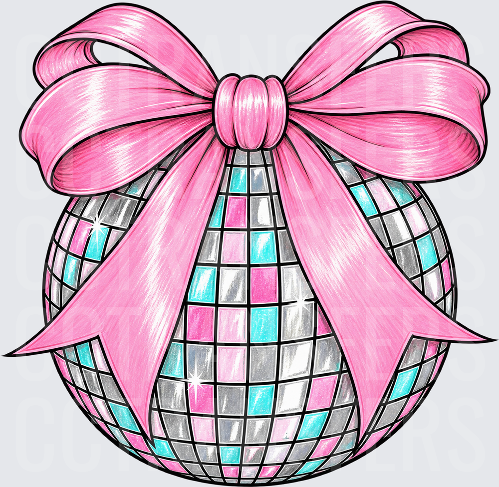 Glam Disco Ball with Pink Bow (DTF)