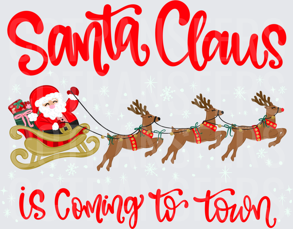 Santa Claus Is Coming To Town Sleigh Reindeer (DTF)