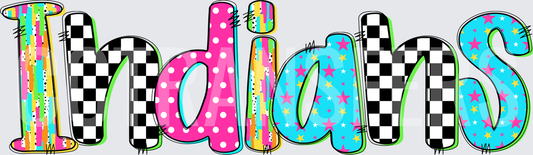 Colorful Retro Funky Patterned Indians Lettering (DTF)