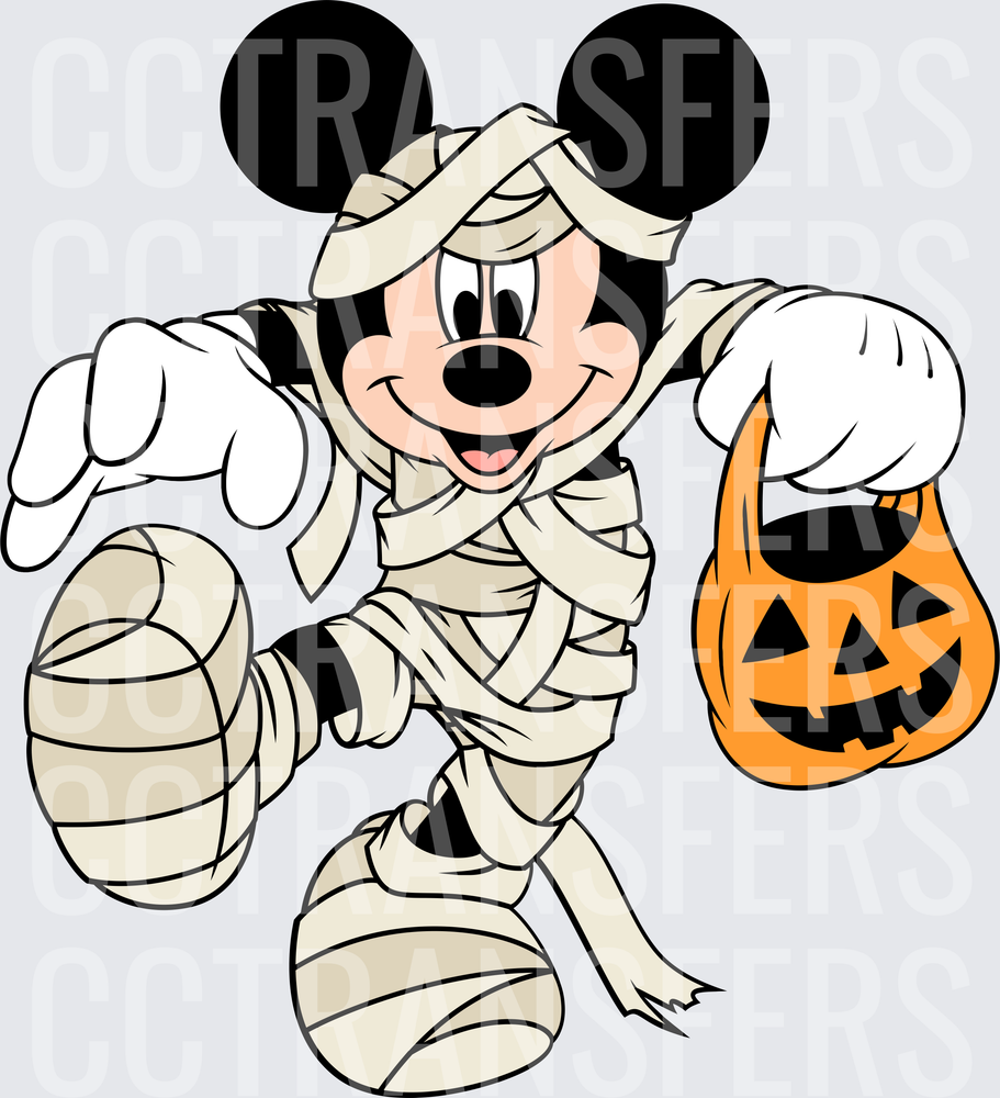 Cartoon Mouse Mummy Halloween Pumpkin Basket (DTF)