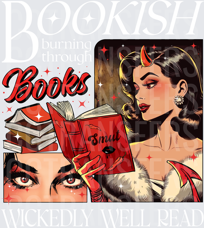Retro Devil Woman Reading Smut Books Comic Panel (DTF)