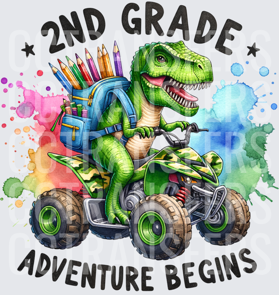 2nd Grade Adventure Begins Dinosaur ATV Backpack (DTF)