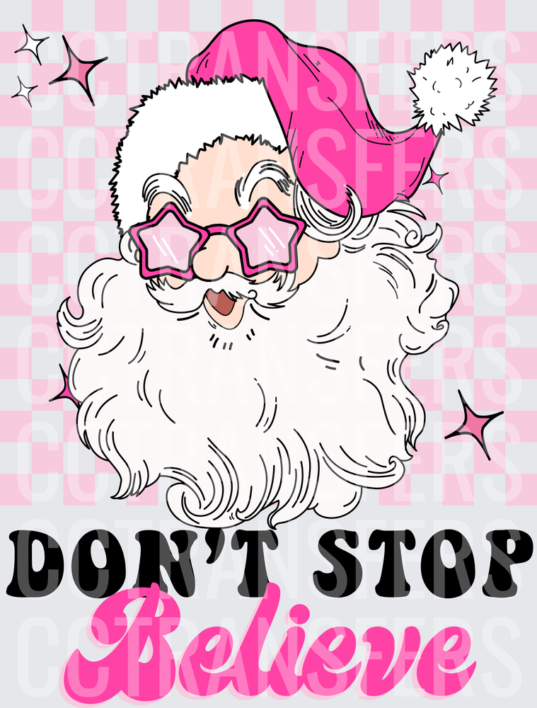 Pink Santa Star Sunglasses Don't Stop Believe (DTF)
